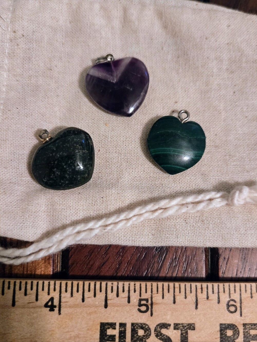 Vintage Heart Pendants Amethyst Malachite Bloodstone